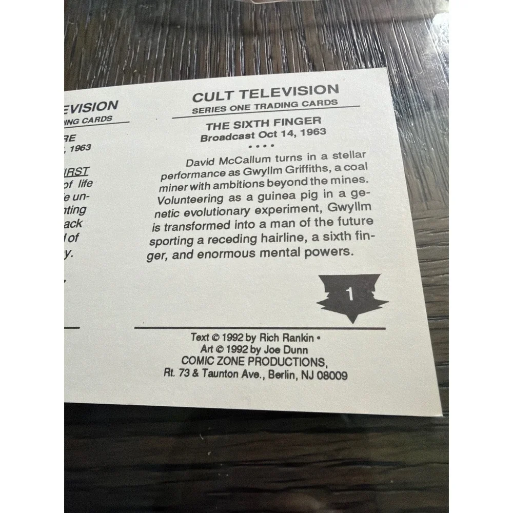 1992 Cult Television Series 1 Promo 4-Card Uncut Sheet‎ Comic Zone Productions